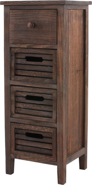 MCW Kommode H18 in Braun im Shabby-Look Vintage aus Paulowniaholz, B/T/H: 74 x 30 x 25 cm - Bild 1