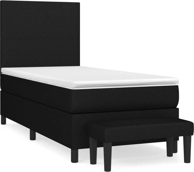 vidaXL Boxspringbett mit Matratze Hybrid-Design in Schwarz und Weiß, B/T/H: 90 x 190 x 128 cm - Bild 1