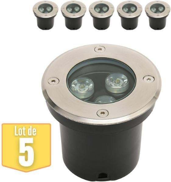 Set mit 5 wasserdichten LED Einbaustrahlern aus Edelstahl in Silber, 3W, 300lm, 4000K, IP67, rund für den Garten - Bild 1
