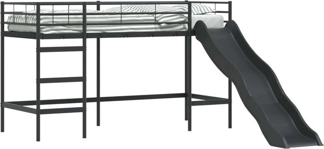 vidaXL Kinder-Loftbett mit Rutsche aus Metall in Schwarz und Anthrazit Matt - Bild 1