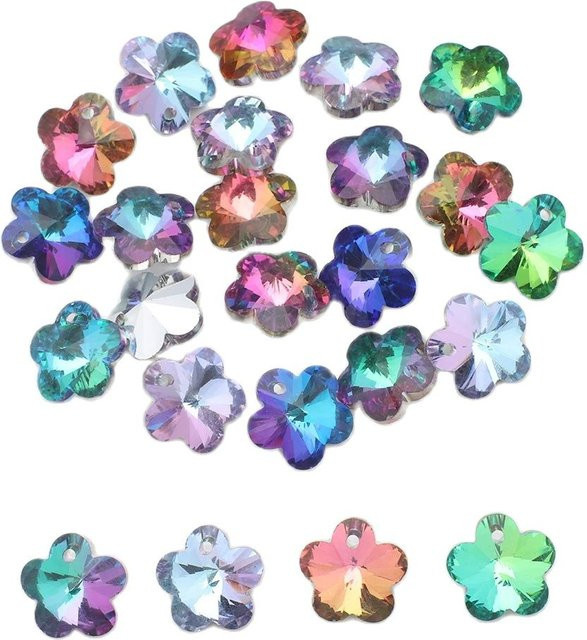 YUANZHIRUN Charms, Kristall, Pflaumenblüte, Bunt, Unisex, 14mm - Bild 1