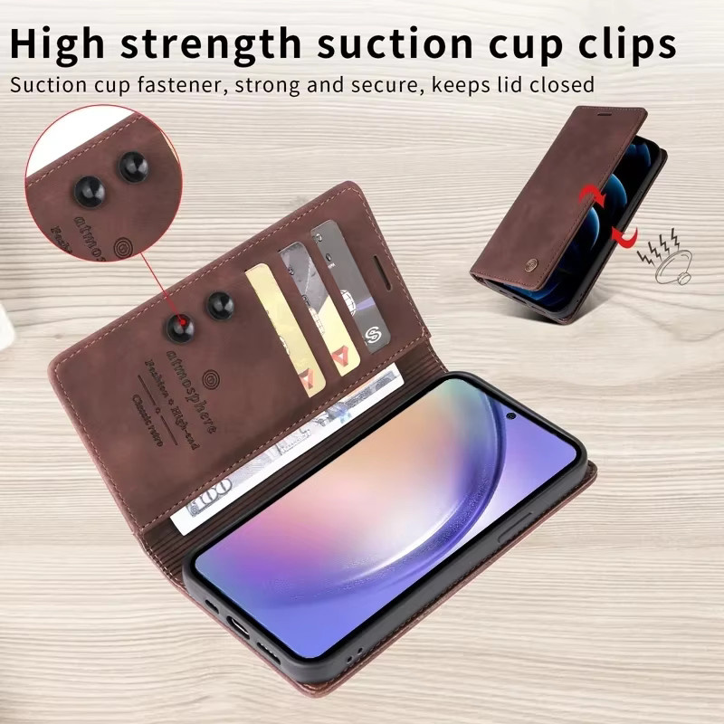 Leder Brieftasche Flip Book Cover für Samsung Galaxy A-Serie in Rot - Bild 3