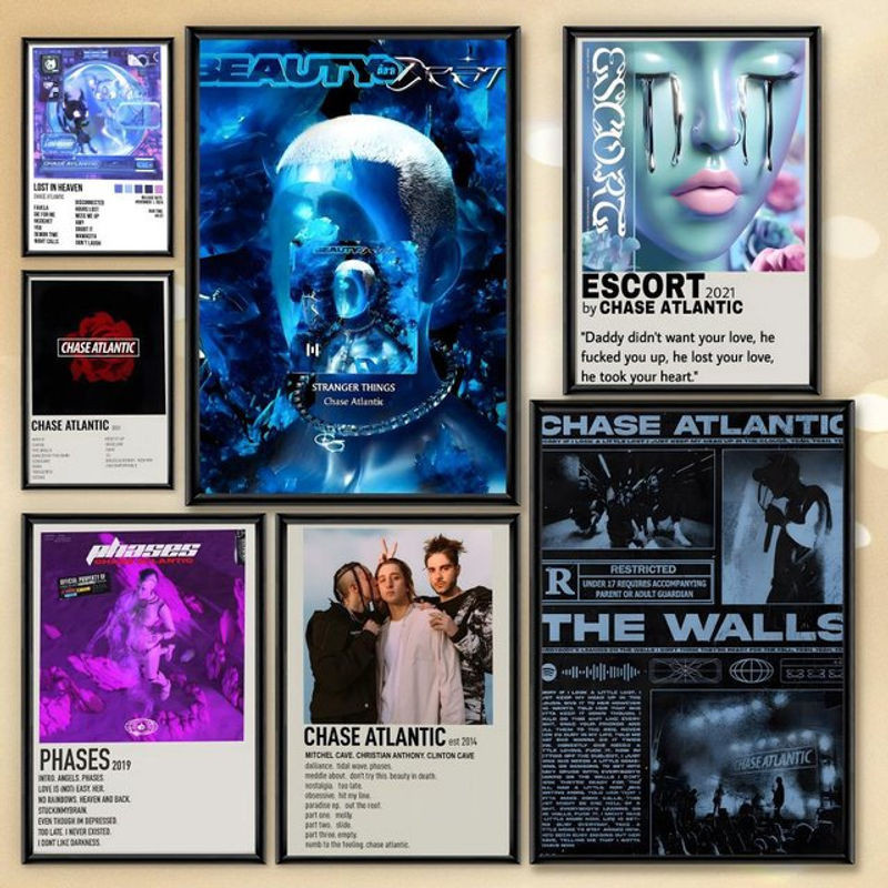 Chase Atlantic Beauty in Death Album Poster aus wasserfestem PVC, selbstklebend und mehrfarbig, wandmontiertes Wandkunst-Porträt im Hochformat - Bild 1