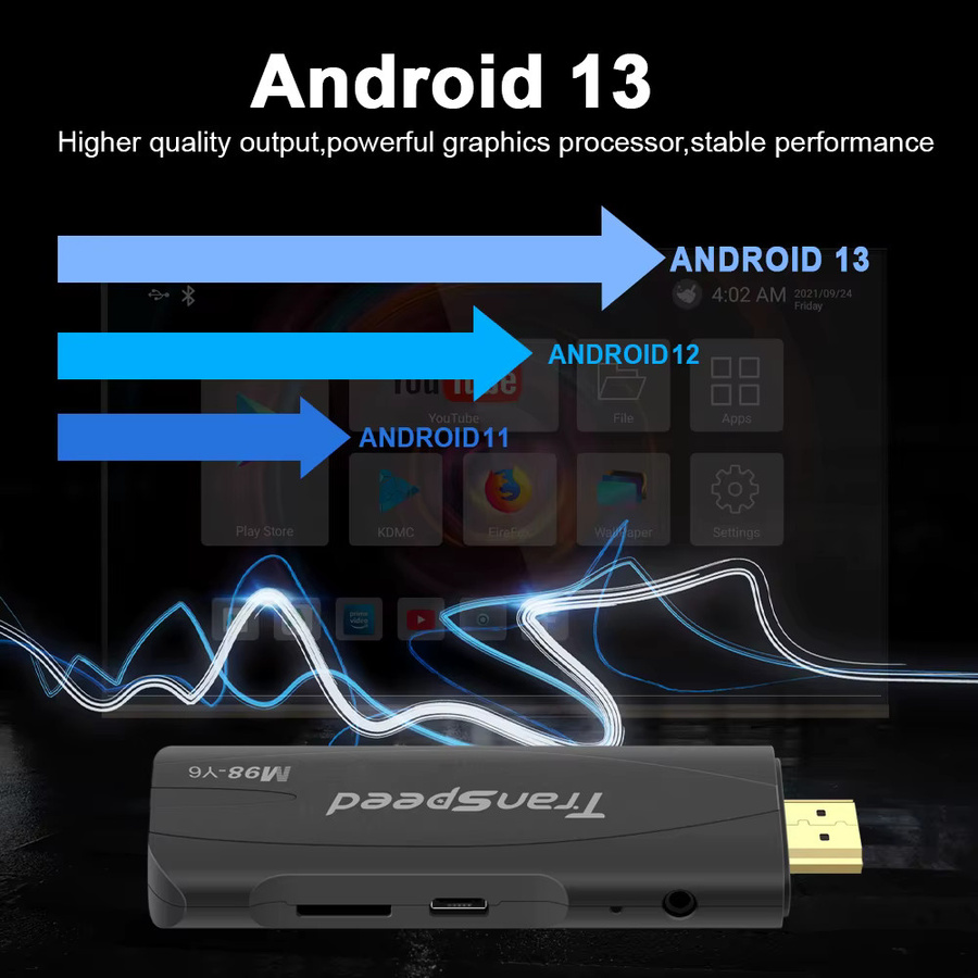 Transpeed Android 13 TV Stick Media Streamer mit 4K UHD, Sprachsteuerung und Wi-Fi in Schwarz - Bild 4