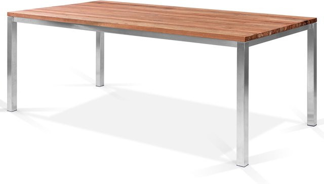 OUTFLEXX Classic Esstisch aus Edelstahl und recyceltem Teak in Silber/Natur, B/T: 220 x 100 cm - Bild 1