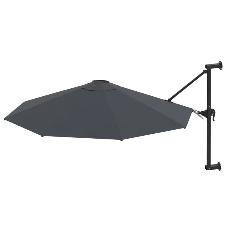 Wandmontierter Gartenschirm mit Metallstange in Anthrazit, Durchmesser: 300 cm - Bild 2
