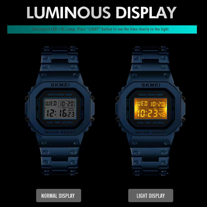Skmei Digitaluhr, Chronograph, Alarm, Schwarz, Edelstahl, Herren - Bild 3