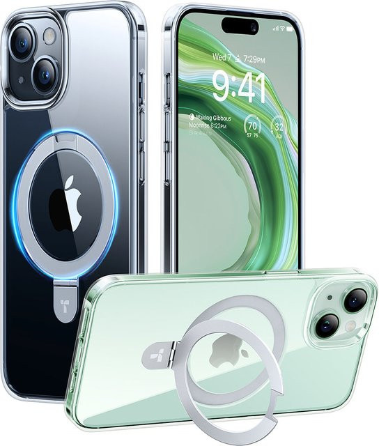 Torras MagSafe Hülle für Apple iPhone 15 mit Ostand in Transparent - Bild 1