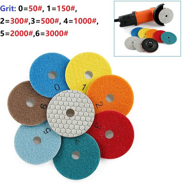 Vibratite Diamant-Trockenpolierpad 3 Zoll scharfer Typ für Granit und Marmor, Mehrfarbig - Bild 1