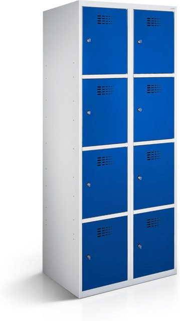 rotstahl Fächerschrank mit 8 Fächern in Dunkelblau und lichtgrauem Korpus, B/T/H: 60 x 50 x 180 cm - Bild 1