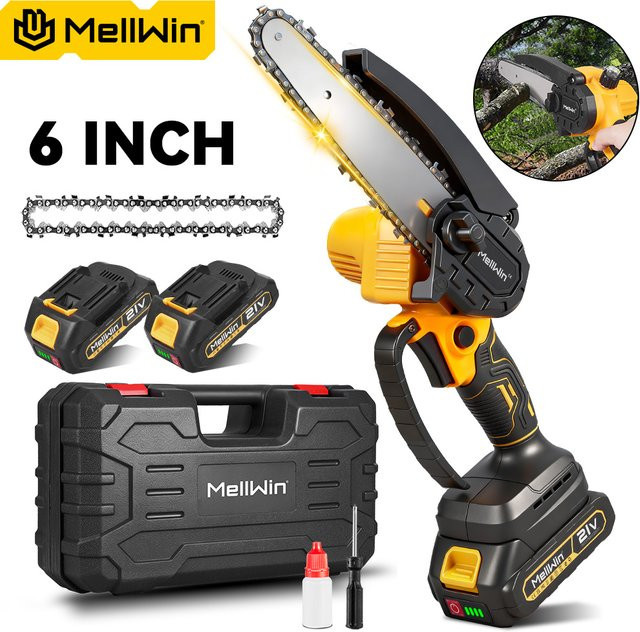 MELLWIN 6 Zoll Akku-Kettensäge als Mini-Astsäge für Makita 18V LXT Akkus - Bild 1