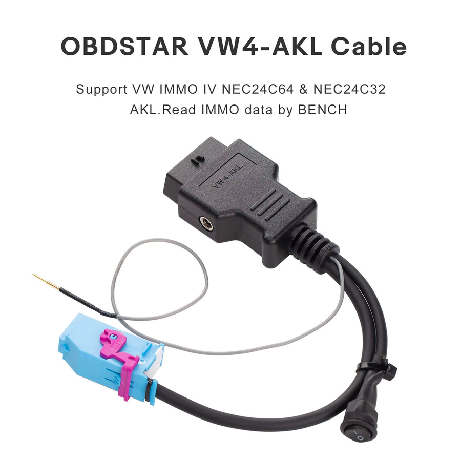 OBDSTAR VW4-AKL Kabel in Schwarz für VAG IMMO4 NEC24C64 NEC24C32 zur Programmierung bei Alle Schlüssel verloren mit X300 DP Plus, X300 Pro4 und X300 Classic G3 - Bild 2
