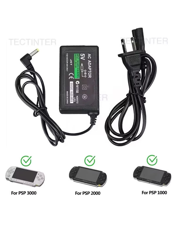 TECTINTER 5V AC-Netzteil für PlayStation PSP 1000, 2000 und 3000 Serie in Schwarz mit EU-Stecker - Bild 7
