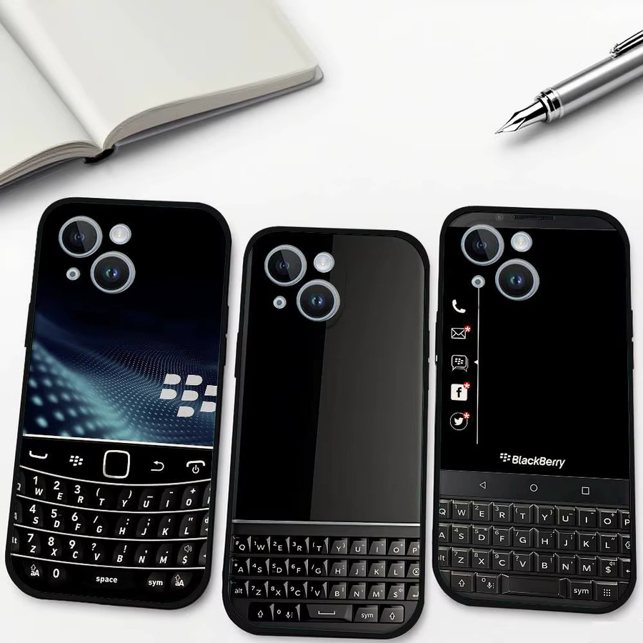 Retro B-Blackberry Handyhülle für iPhone 17 16 15 14 13 12 11 Pro Max Plus in Schwarz aus weichem TPU - Bild 2