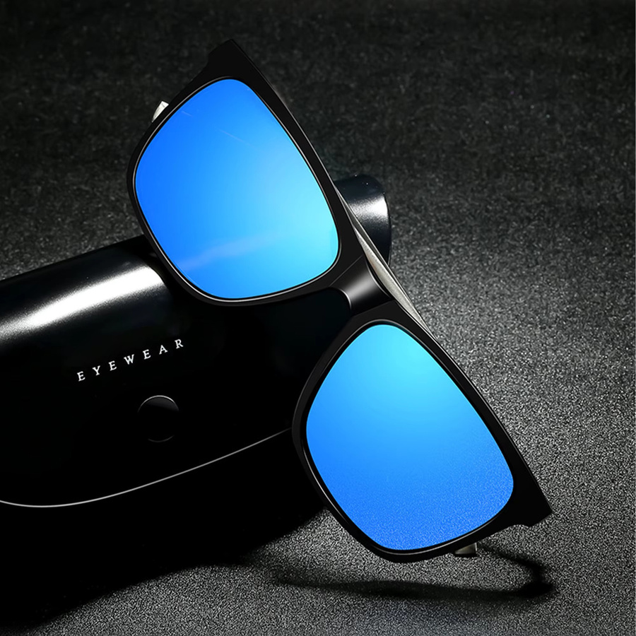Sonnenbrille, Unisex, Vollrand, Square, Aluminium, Black, Polarisiert - Bild 1