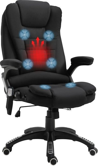 Vinsetto Bürostuhl mit Wärmefunktion in Schwarz, B/T/H: 68 x 72 x 110–120 cm - Bild 1