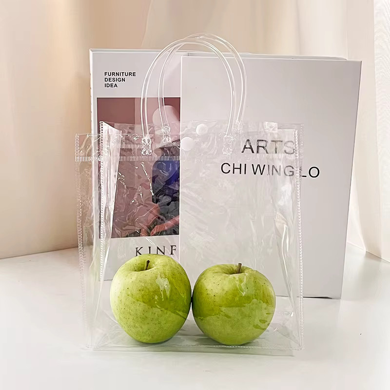 Transparente PVC Geschenkverpackung mit Griff für Blumensträuße und Geschenke, Farbe: Transparent, B/H: 20 x 20 cm - Bild 1