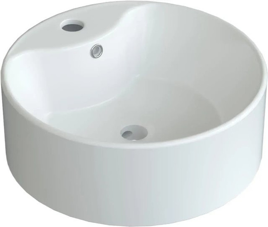 Aquabatos Rundes Aufsatzwaschbecken aus Keramik in Weiß, Durchmesser: 41 cm, Tiefe: 15 cm