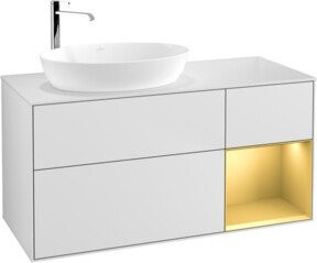 V&B Waschtischunterschrank Finion in Weiß lackiert mit goldenem Regal, Breite: 120 cm, Tiefe: 50,1 cm, Höhe: 50,1 cm - Bild 1