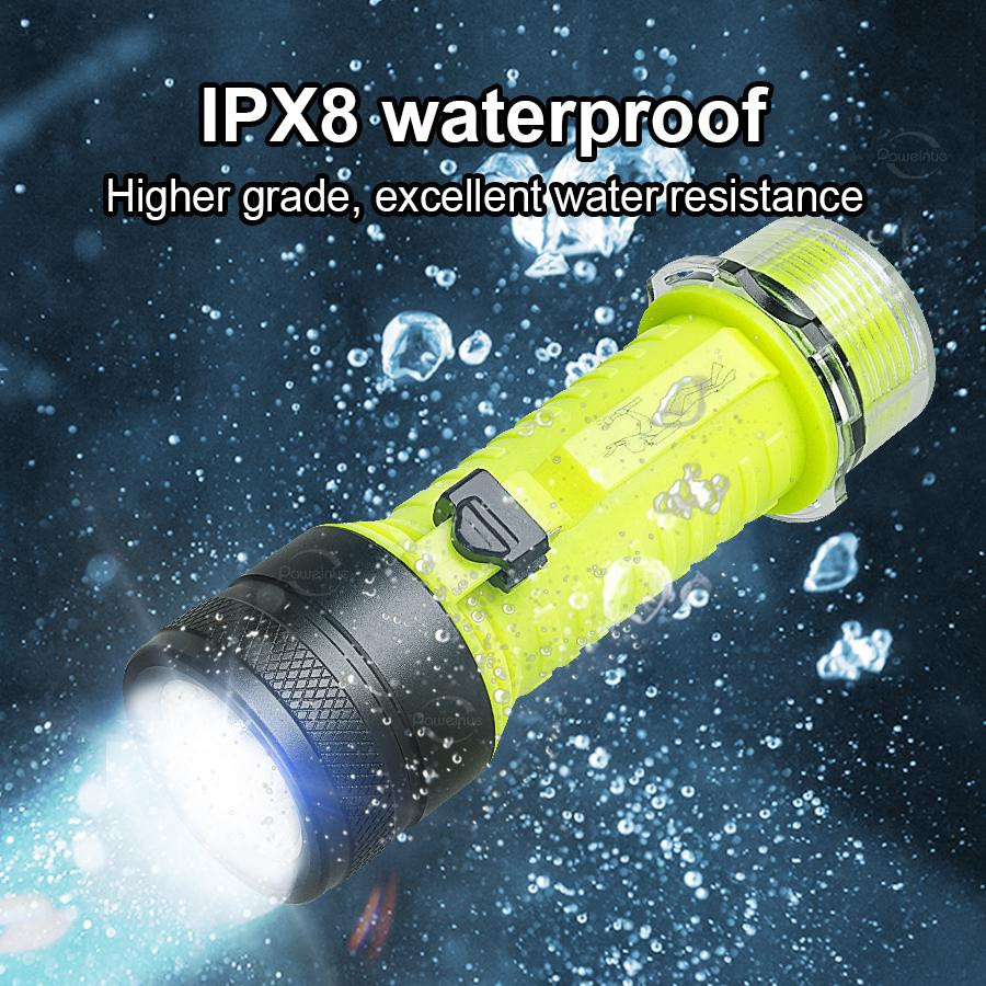 Pawell Professionelle LED Tauchlampe XHP120 Wasserdicht IPX8 Wiederaufladbar - Bild 6
