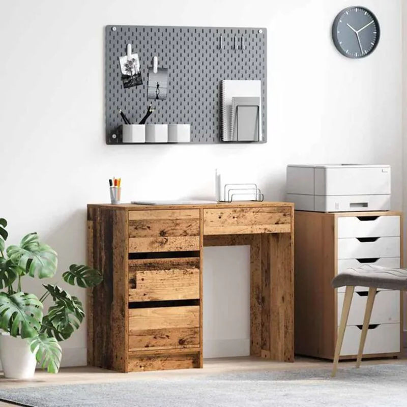 Vidaxl Schreibtisch mit Regal in Braun im Industrial Design aus Holzwerkstoff B/T/H: 90 x 37,5 x 75 cm - Bild 1