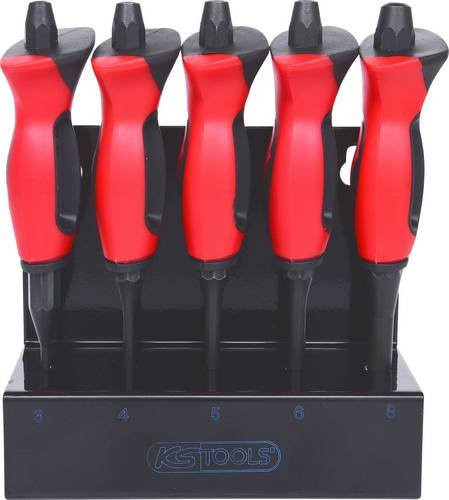 KS Tools Durchtreiber-Satz mit Handschutzgriff, 5-teilig, Edelstahl, rot - Bild 1