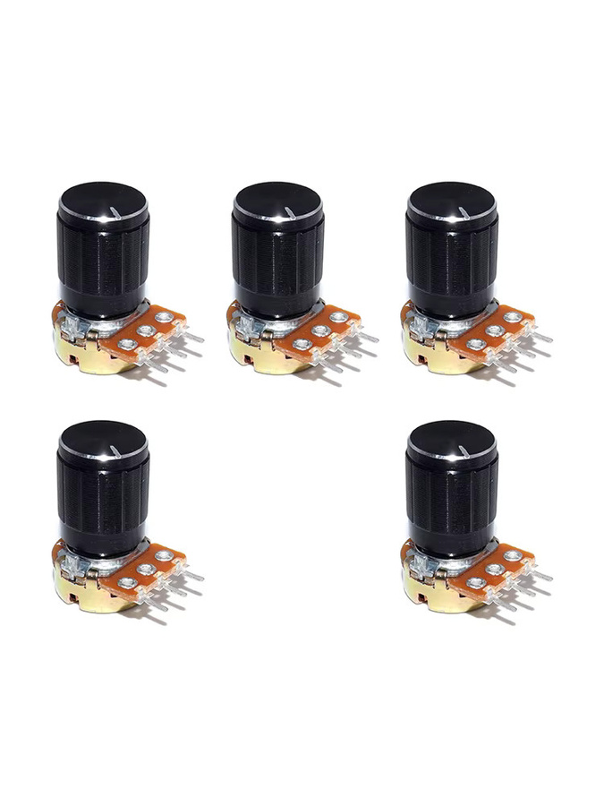 5er Set IRUWB WH148 Lineare Potentiometer mit schwarzen Aluminium-Knöpfen, 3-Pin Kit in verschiedenen Widerständen (1K bis 1M) - Bild 3