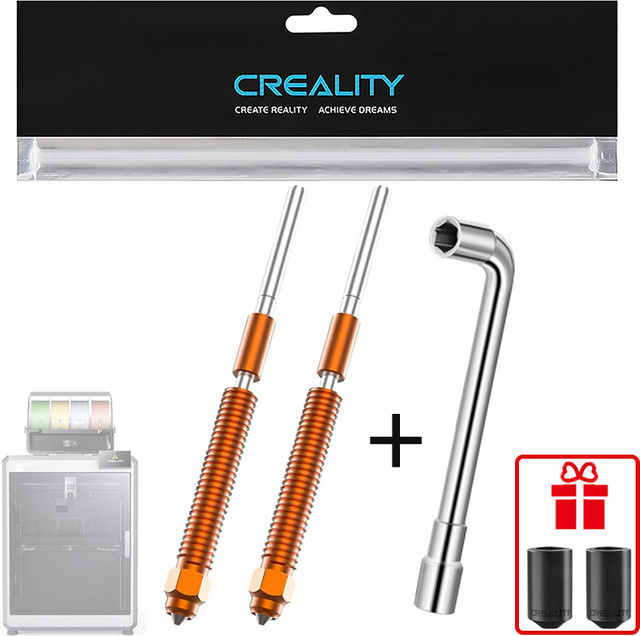 Creality Düsen-Kit aus gehärtetem Stahl für K2 Plus, K2 und K2 Pro, inkl. Werkzeug, Durchmesser: 0,2 mm, 0,4 mm, 0,6 mm, 0,8 mm, 1,0 mm, Farbe: Silber - Bild 1