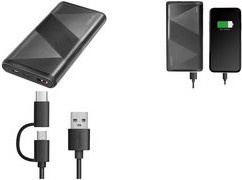 Logilink 2-in-1 Powerbank mit integriertem USB-C und USB-A Kabel, 10000 mAh, 18 Watt, PD 2.0 und QC 3.0, Schwarz (PA0275) - Bild 2