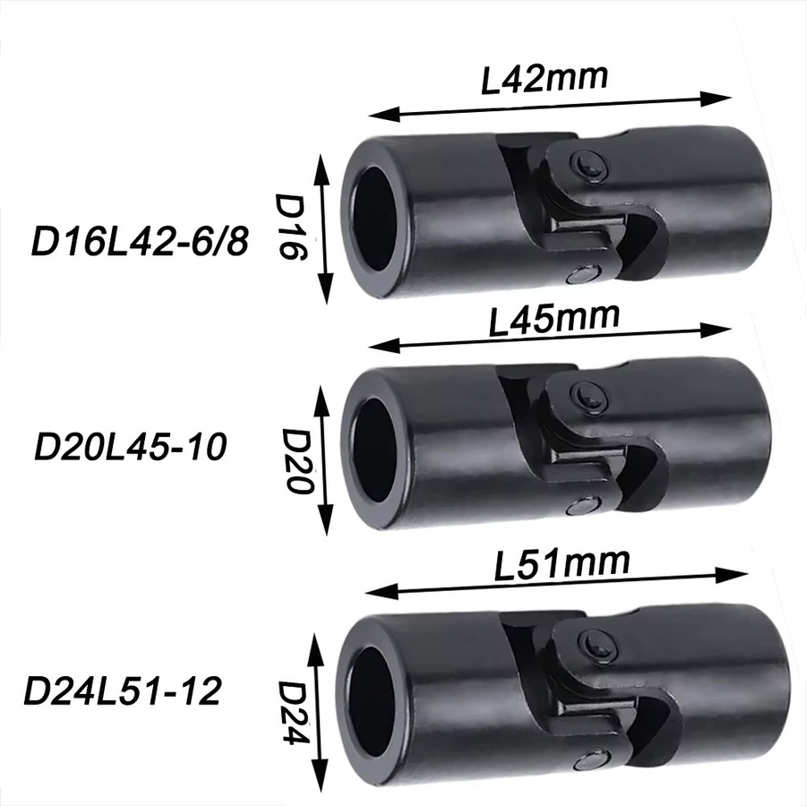 Veekaft Präzisions Kreuz Universal Joint Kupplung WSD Einzel Joint Übertragungswelle Koppler in Schwarz für 6-22mm - Bild 2