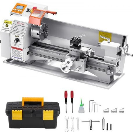 VEVOR Tischdrehmaschine mit 1250 W bürstenlosem Motor, automatischer Vorschub und 2500 U/min, Präzisions-Metalldrehmaschine für die Bearbeitung von Metall, Holz und Kunststoff, B/T/H: 45,0 x 22,0 x 38,0 cm - Bild 1