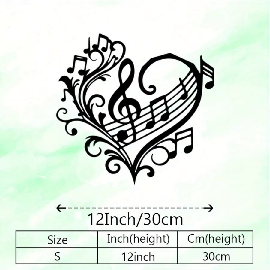 CIFBUY Vintage Symphonie Herz Wanddekoration aus Metall in Schwarz - Bild 2