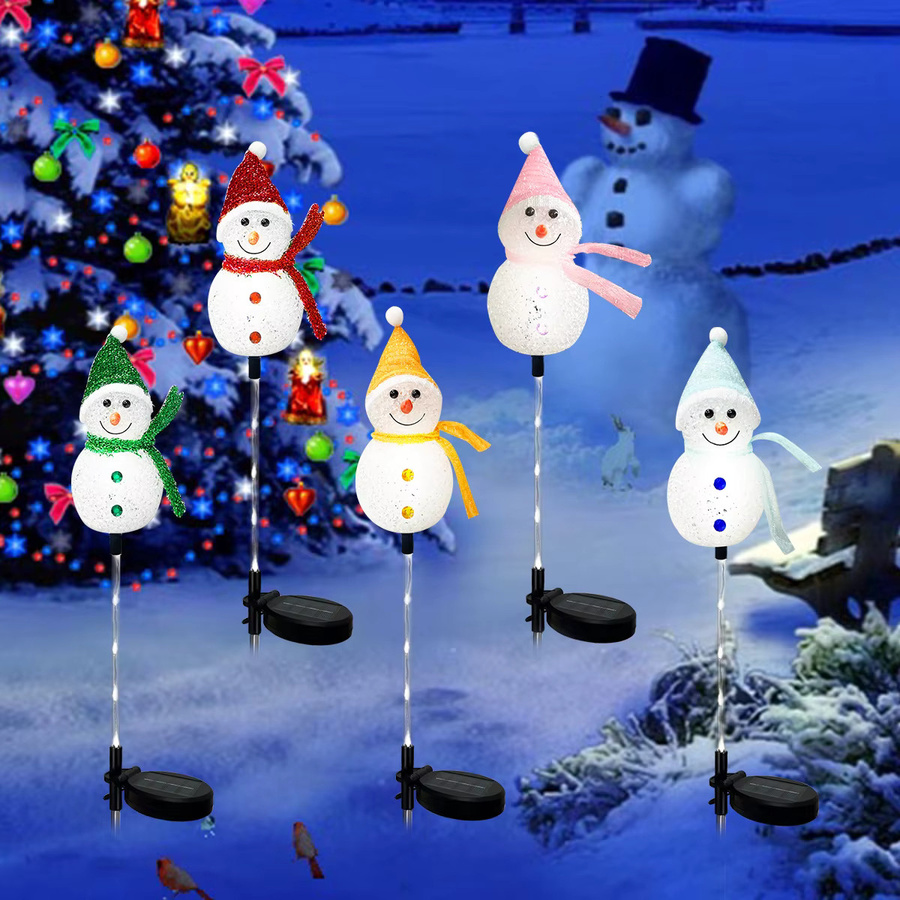Peach Forest Schneemann Solar LED-Leuchten wetterfest für Garten und Außenbereich, Mehrfarbig - Bild 2