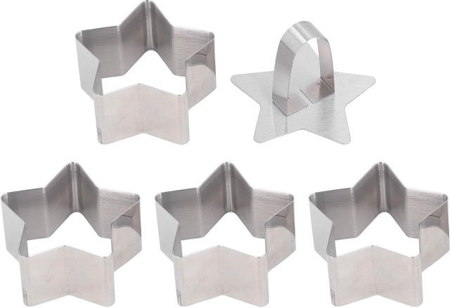 CosyHome 4er Set Sternförmige Ausstechformen aus Edelstahl in Weiß und Silber - Bild 1