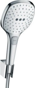Hansgrohe Raindance Select E 120 Duschset mit Regendusche, 3 Strahlarten, 1600 mm Schlauch und Halterung in Chrom und Weiß - Bild 1
