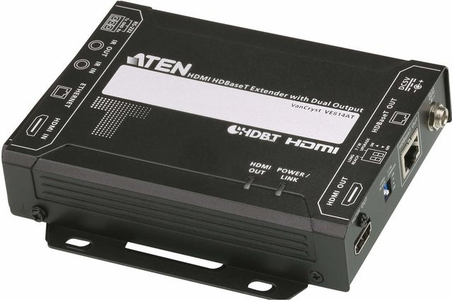 ATEN VanCryst VE814AT Video Audio Infrarot Seriell Netzwerkextender Sender in Schwarz mit HDMI und Ethernet/LAN über CAT 5e/6/6a bis zu 150 m - Bild 1