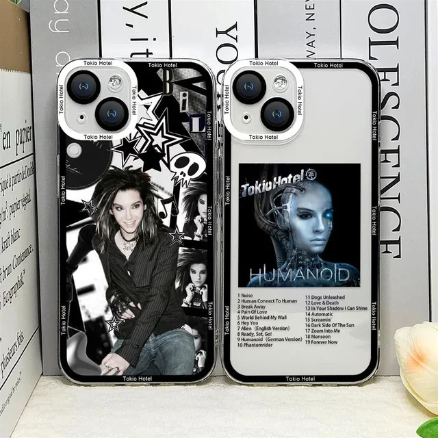 PHTY Handyhülle mit Sänger Tom Kaulitz von Tokio Hotel für iPhone 15 14 13 12 11 Pro Max Mini und andere Modelle, Farbe: Transparent - Bild 1