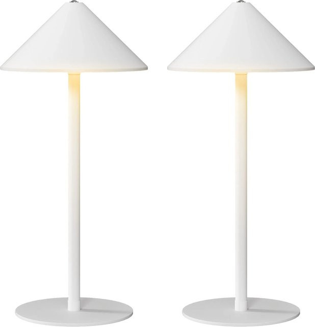 HOMCOM 2er Set LED Tischlampen Weiß, dimmbare und aufladbare Nachttischlampen mit 3 Lichtfarben und Touch-Funktion - Bild 1