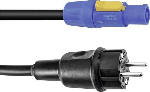 PSSO H07RN-F Strom Anschlusskabel mit Schutzkontakt-Stecker und PowerCon-Stecker, 10 m, Schwarz - Bild 1