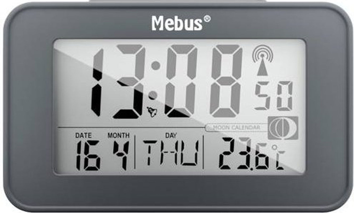 Mebus 51460 Digitaler Funk Wecker in Anthrazit mit Beleuchtung, Thermometer und Datumsanzeige - Bild 1