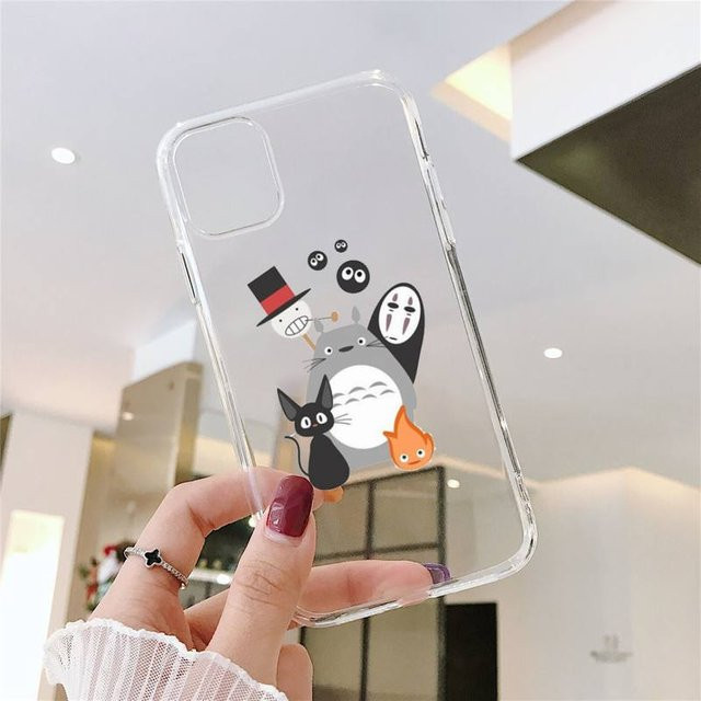 Transparente Handyhülle mit Ghibli Totoro und Sprite Away Motiv für iPhone Modelle - Bild 1