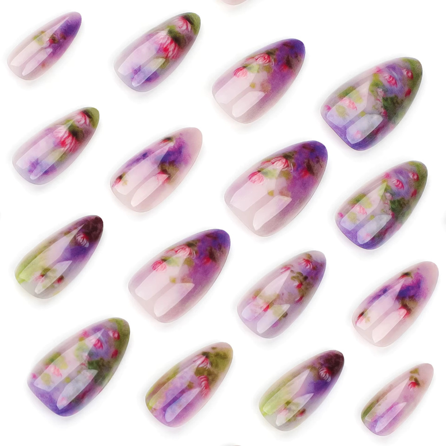 YADORNOS Press on Nails, Lila Erröten, Glänzend, Damen, 24 Stück - Bild 2