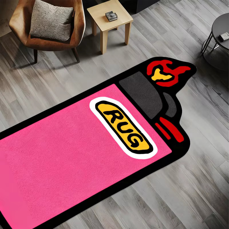 VIKAMA Rosa Teppich mit Feuerzeug-Print, rutschfest und geräuschreduzierend für Wohnzimmer und Schlafzimmer - Bild 2