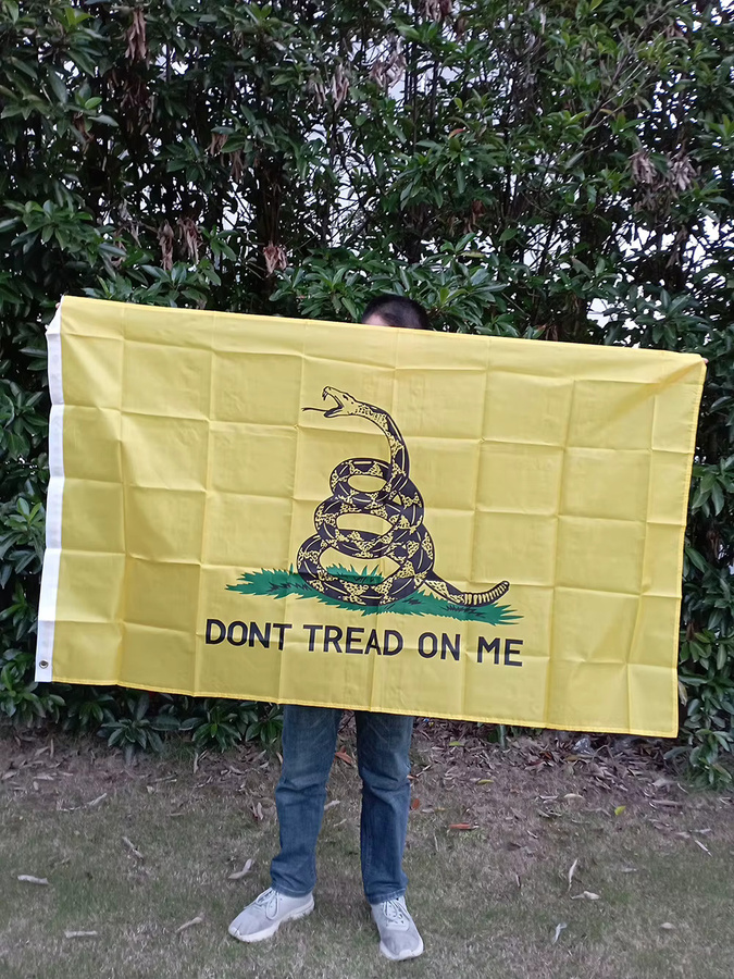 Aerlxemrbrae Gadsden-Flagge Don't Tread on Me mit Rasselschlange und Liberty or Death Motiv, Farbe: Gelb, B/H: 90 x 150 cm - Bild 6