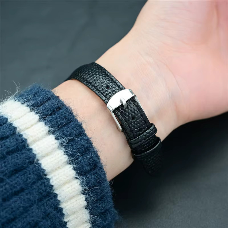 strapfreak Uhrenarmband Echtleder, Eidechsenmuster, Schwarz, Unisex - Bild 5