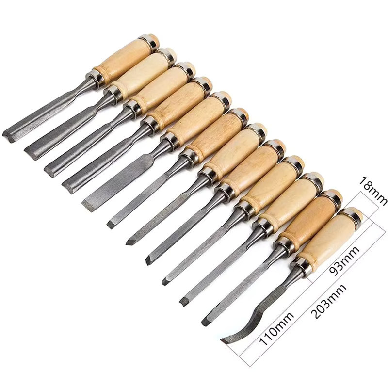 JUNEFOR 12-teiliges Holzschnitz-Meißel-Set aus Stahl für professionelle Holzbearbeitung - Bild 4