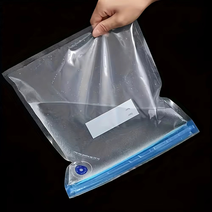Transparentes Vakuumbeutel-Set mit Ventil aus Kunststoff in Blau für Lebensmittel wie Fleisch, Snacks, Körner und Früchte - Bild 3