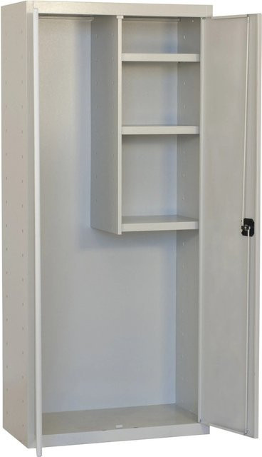PROREGAL Putzmittelschrank AMEGO Metallschrank in Grau mit 3 Fachböden und Schloss, H x B x T: 180 x 60 x 40 cm - Bild 1