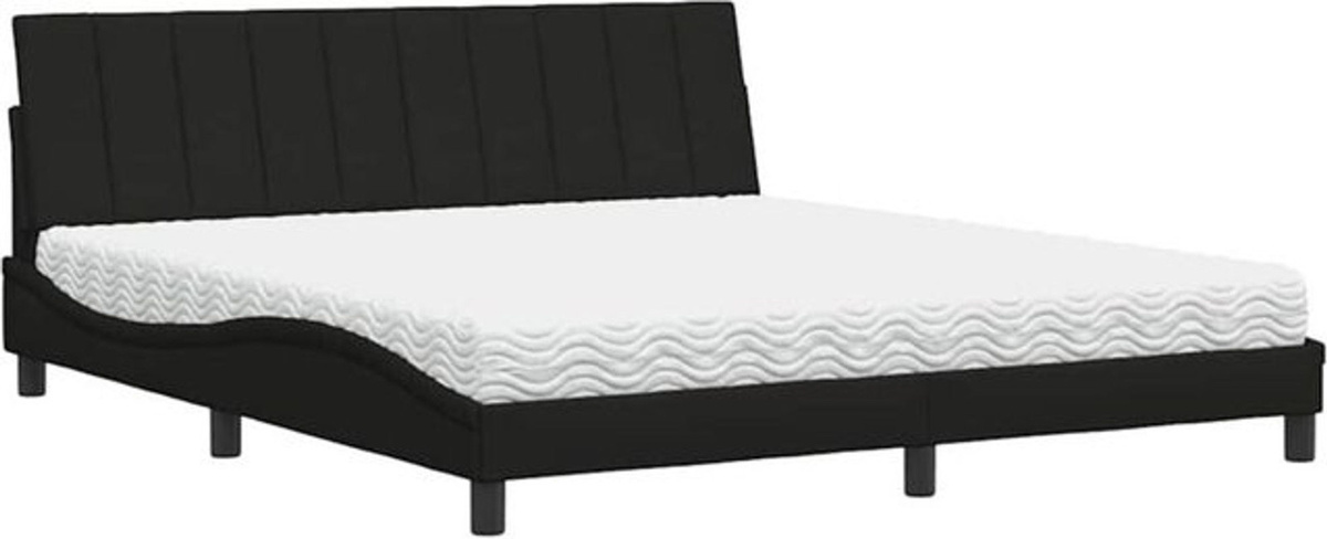 Polsterbett Hanko von vidaxl mit Matratze in Schwarz aus Stoff und Metall, B/T: 180 x 200 cm - Bild 1