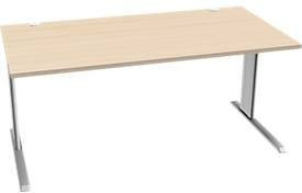 Schäfer Shop Pure Schreibtisch PLANOVA BASIC in Ahorn und Weißaluminium mit integriertem Kabelkanal, B/T/H: 160 x 80 x 71,7 cm - Bild 1